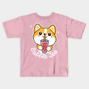 Corgi Bubble Tea Dog Owner Welsh Corgi Funny Dog Kids T-Shirt